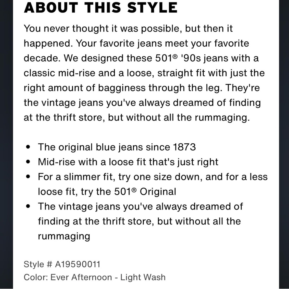 LEVI’S (NWOT) Premium 501 90s 90’s Jeans - Picture 5 of 10